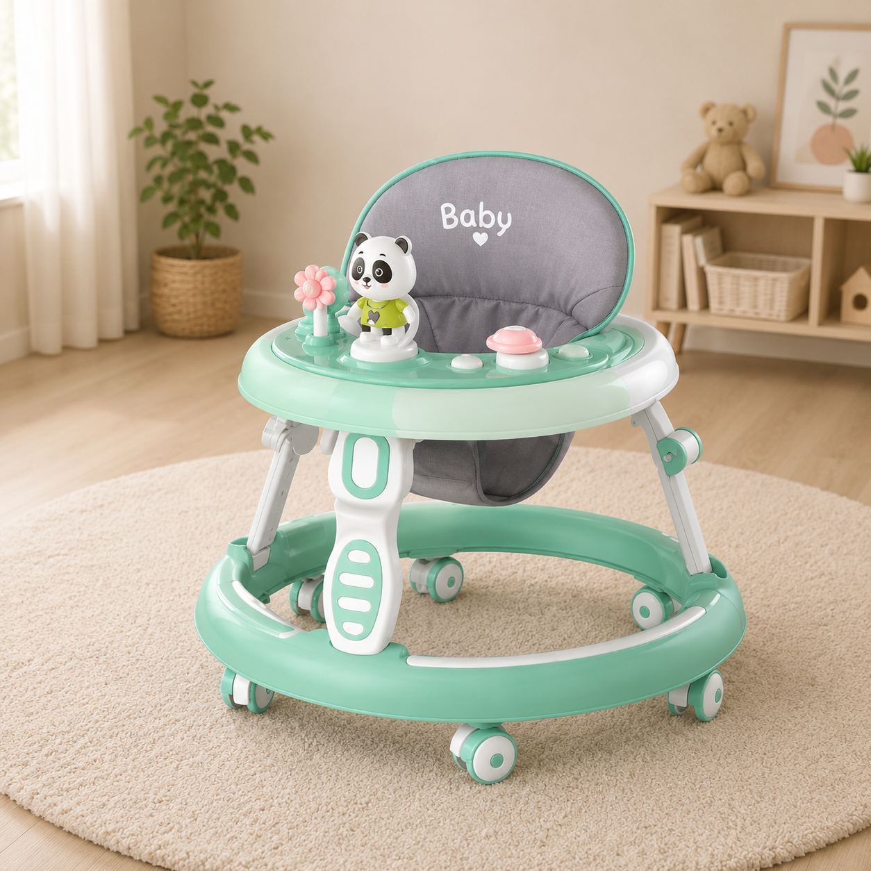 Adjustable Baby Walker With Play Tray - Green – Chunnu Munnu - Kids Store