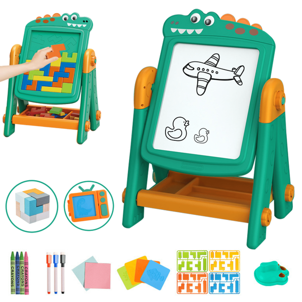 2 in 1 Crocodil Learning Board Drawing Board + Russian Building Blocks
