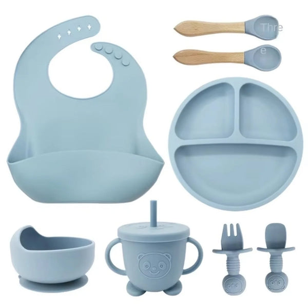 Silicone Utensil/Feeding Set Light Blue
