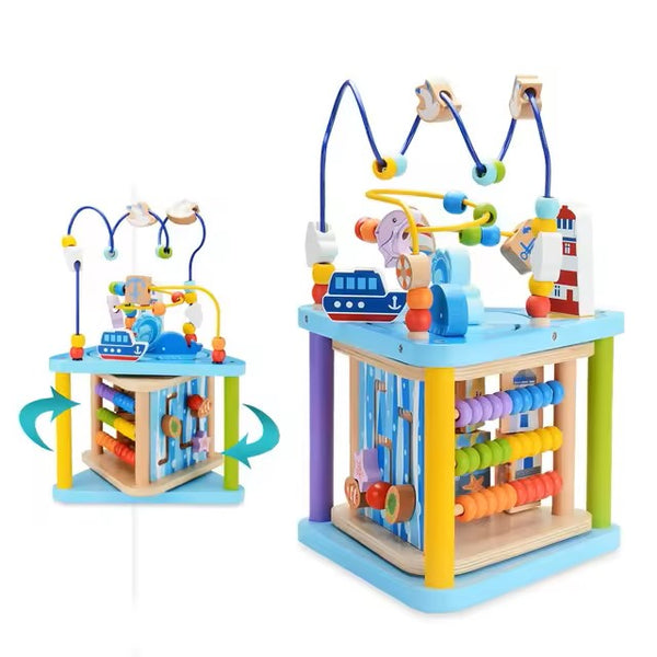 4 in 1 Multifunctional Wooden Activity Cube for Toddlers