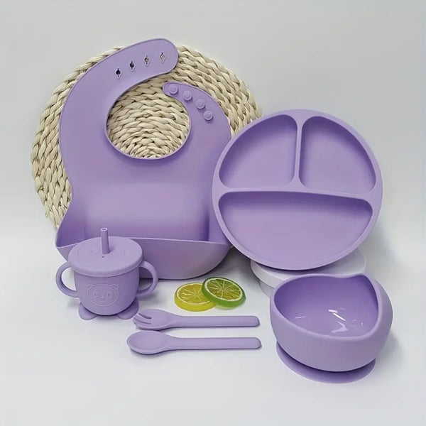 6 PCS Silicone Utensil/Feeding Set Purple