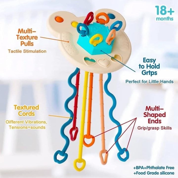 Baby Teether Pull String Sensory Rattle Toy – Chunnu Munnnu - Kids Store