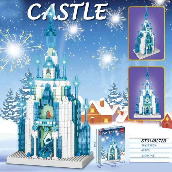 Castle Building Block Set, 1300+ Pieces, Winter Ice Palace Design