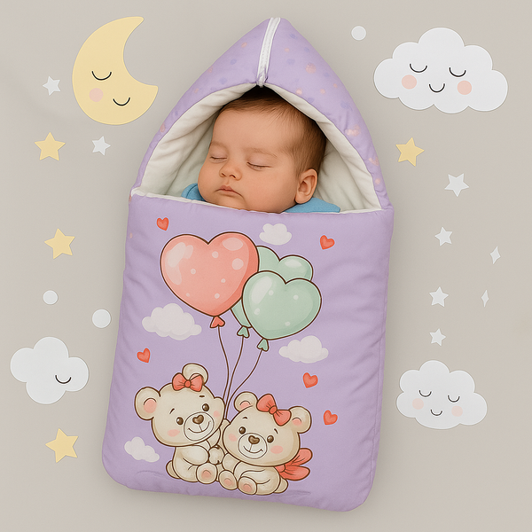 Velvet Baby Carry Nest – Lavender | Teddy Love Edition