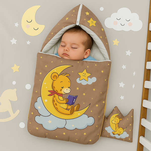 Velvet Baby Carry Nest – Golden Brown | Teddy on Moon Edition
