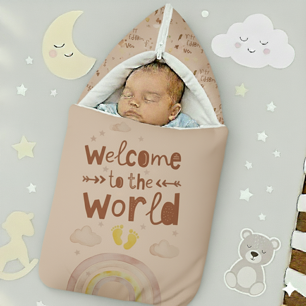 Velvet Newborn Carry Nest – Brown | “Welcome to the World” Edition