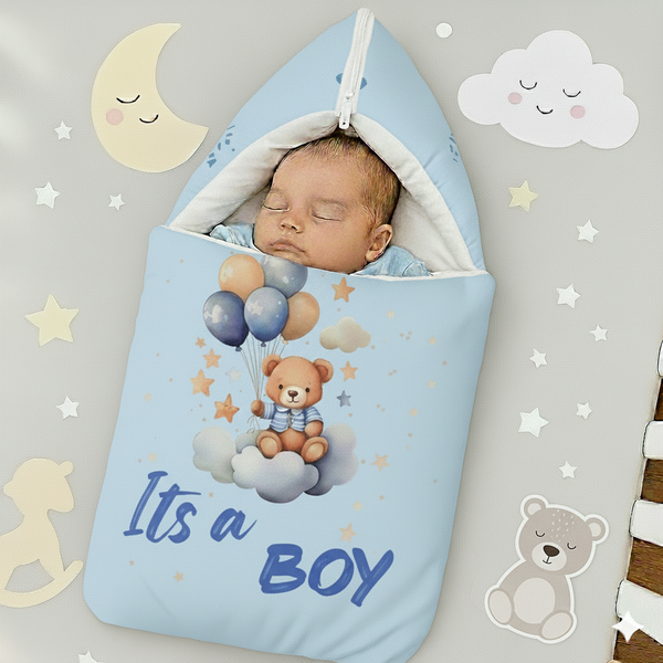 Velvet Baby Carry Nest - Blue | "It's a Boy" Edition