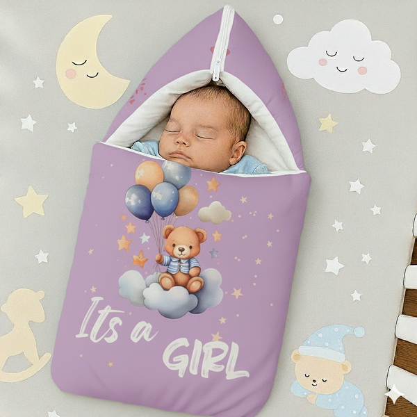 Velvet Baby Carry Nest - Purple | "It's a Girl" Edition