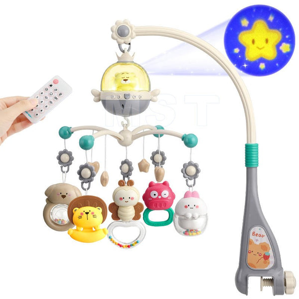 Musical Crib/Cot Mobile with Remote And Projector Grey