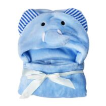 Baby Hooded Fluffy Blanket Elephant Design (Blue) 1