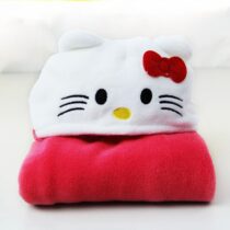 Baby Hooded Fluffy Blanket Kitty Design (Red White) 1