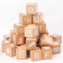 Wooden Montessori Alphabet Activity Blocks – 26 Cubes