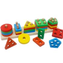 Geometrical Shape Sorting Block Puzzles Five Set Of Columns