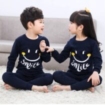 Navy Blue Smile Print Kids Night Suit Baby & Baba