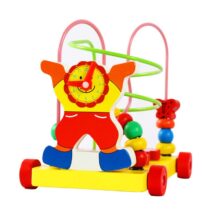 Cute Clown String Round Beads Maze Kids Wooden Walker Push Car Toy