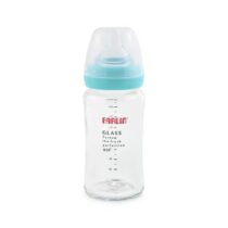 Farlin Wide-Neck Glass Feeding Bottle 240ml – Blue-AB-32008