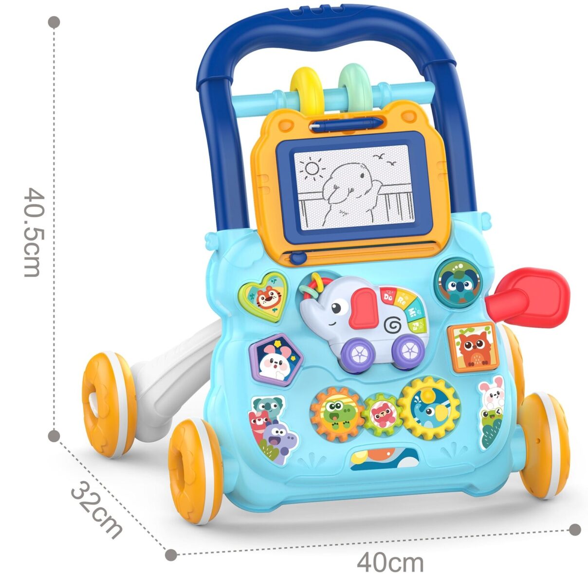 Baby Walker With Drawing Board Dazzling Lights And Music – Blue 4