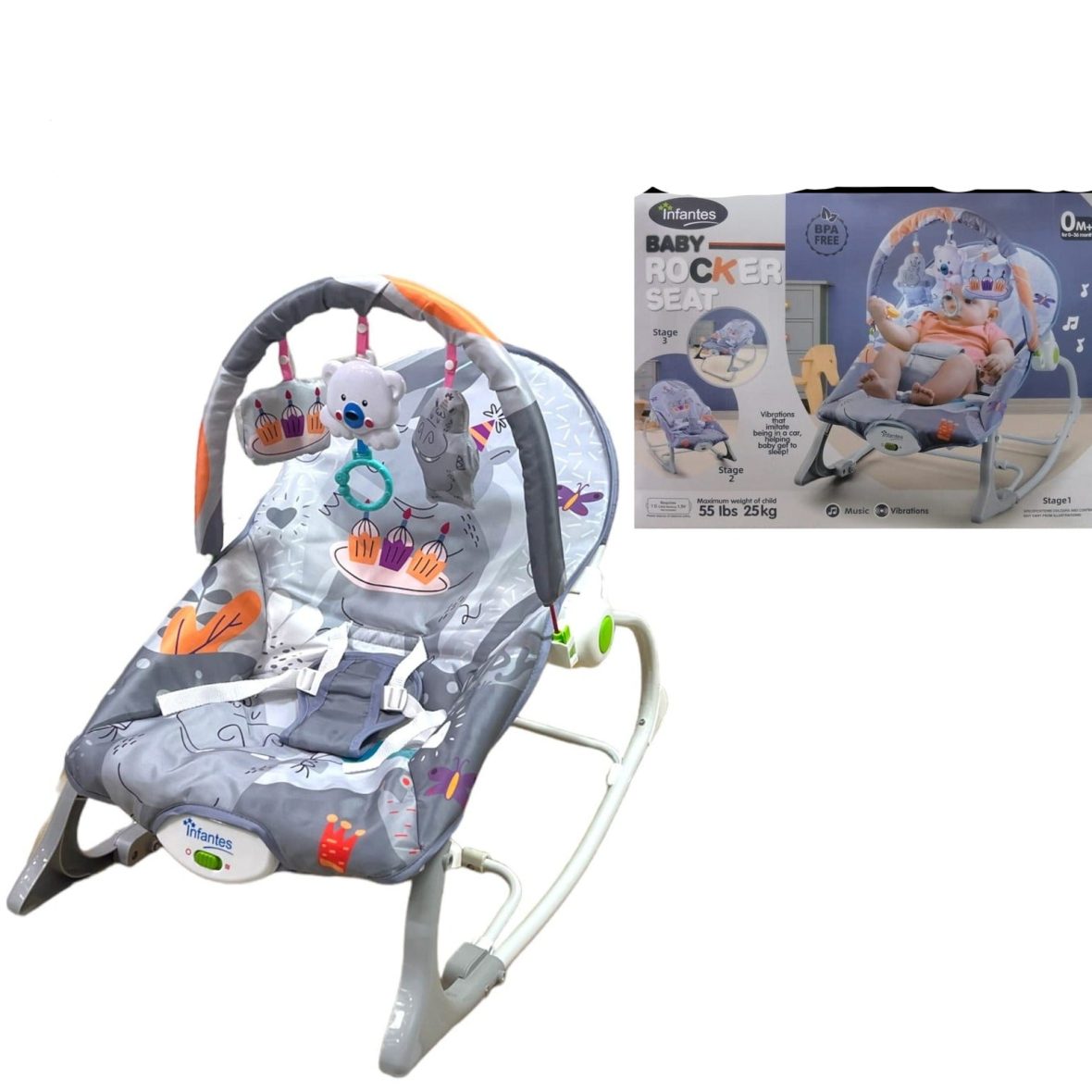 Infantes Baby Rocker Chair Swing – Grey