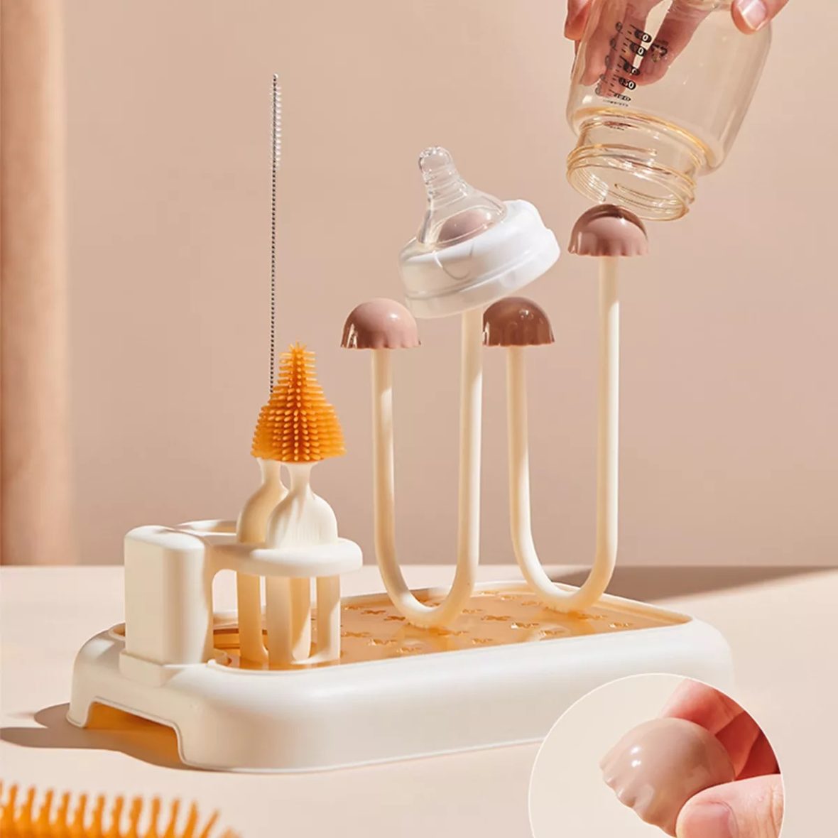 Baby Bottle Drying Stand Include Brushes 9