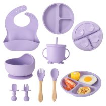 Silicone Utensil Feeding Set Purple